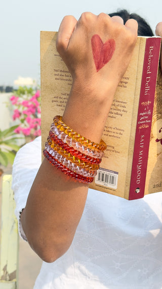 Gulabi Shaam Jalebi Stack | Baby Pink, Yellow & Orange Jalebi Bangles