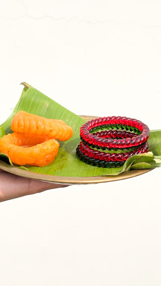 Laal-Hara Jalebi Stack | Red & Green Jalebi Bangles