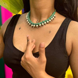 Heera | Light Green Patwa Tread Work Choker | JanpathOnline Tiraz November '24