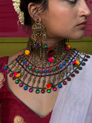 The Sunehri Maharani Afghan Necklace with Thread Work