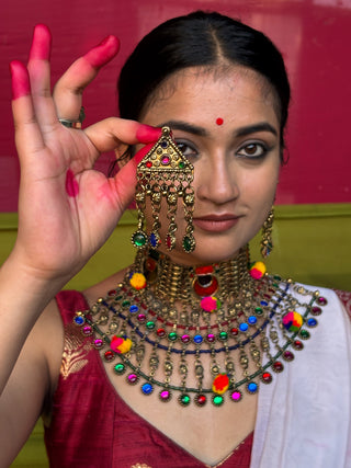 The Sunehri Maharani Afghan Necklace with Thread Work