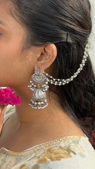 Gul-e-Moti Jaipuri Jhumka with Pearl Sahara
