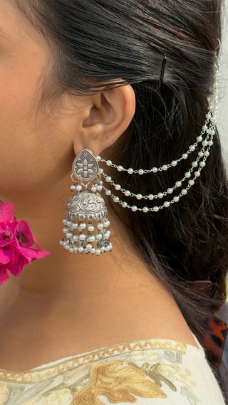Gulnaar Jaipuri Jhumka with Pearl Sahara