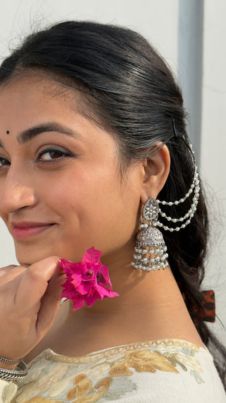 Gulnaar Jaipuri Jhumka with Pearl Sahara