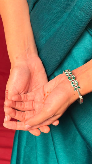 Nageena Bracelet | Stone Studded Silver Tone Bracelets