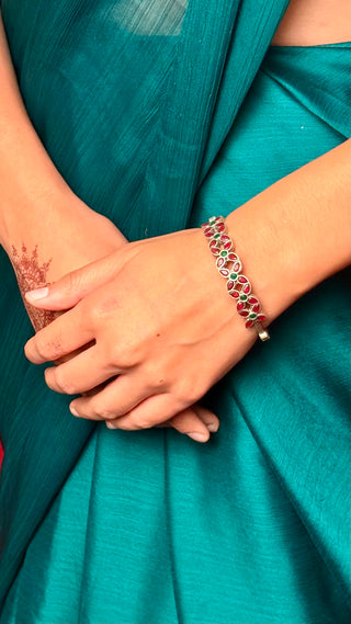 Nageena Bracelet | Stone Studded Silver Tone Bracelets