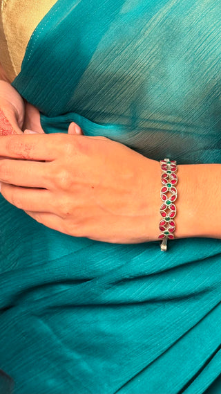 Nageena Bracelet | Stone Studded Silver Tone Bracelets