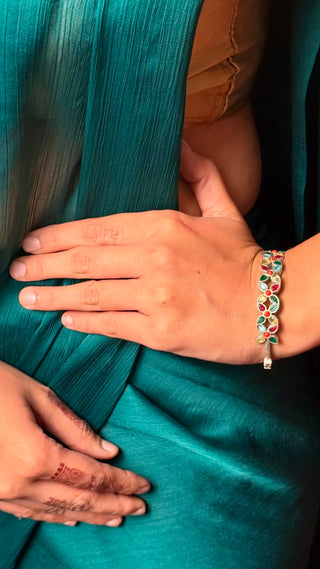 Nageena Bracelet | Stone Studded Silver Tone Bracelets