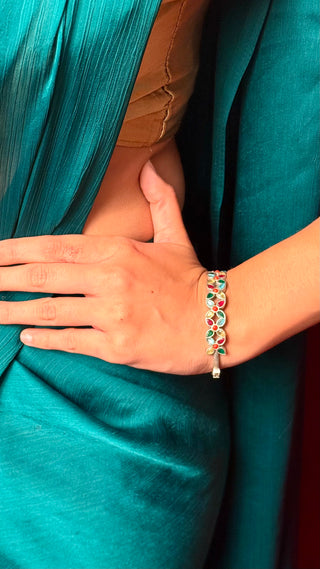 Nageena Bracelet | Stone Studded Silver Tone Bracelets