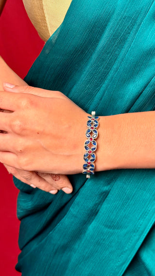 Nageena Bracelet | Stone Studded Silver Tone Bracelets