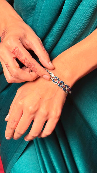 Nageena Bracelet | Stone Studded Silver Tone Bracelets