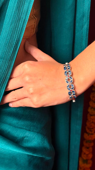 Nageena Bracelet | Stone Studded Silver Tone Bracelets
