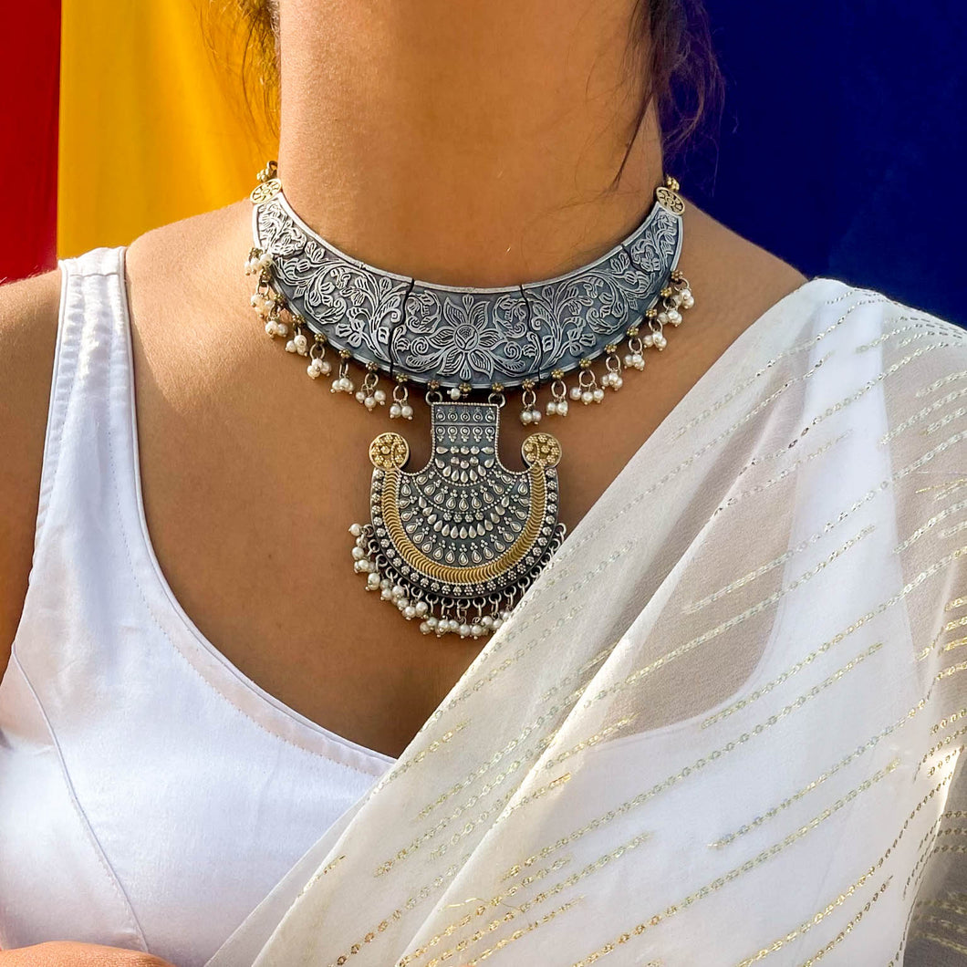 Indrani Temple Jewellery Choker | Ganga Jamuna | One of a Kind Choker