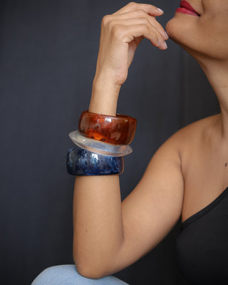 Benazir | Vintage Wooden & Resin Bangle Stack