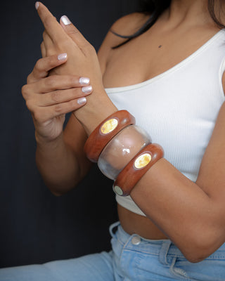 Simin | Vintage Wooden & Resin Bangle Stack