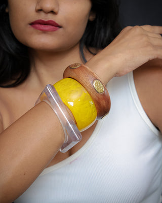 Trisha | Vintage Wooden & Resin Bangle Stack