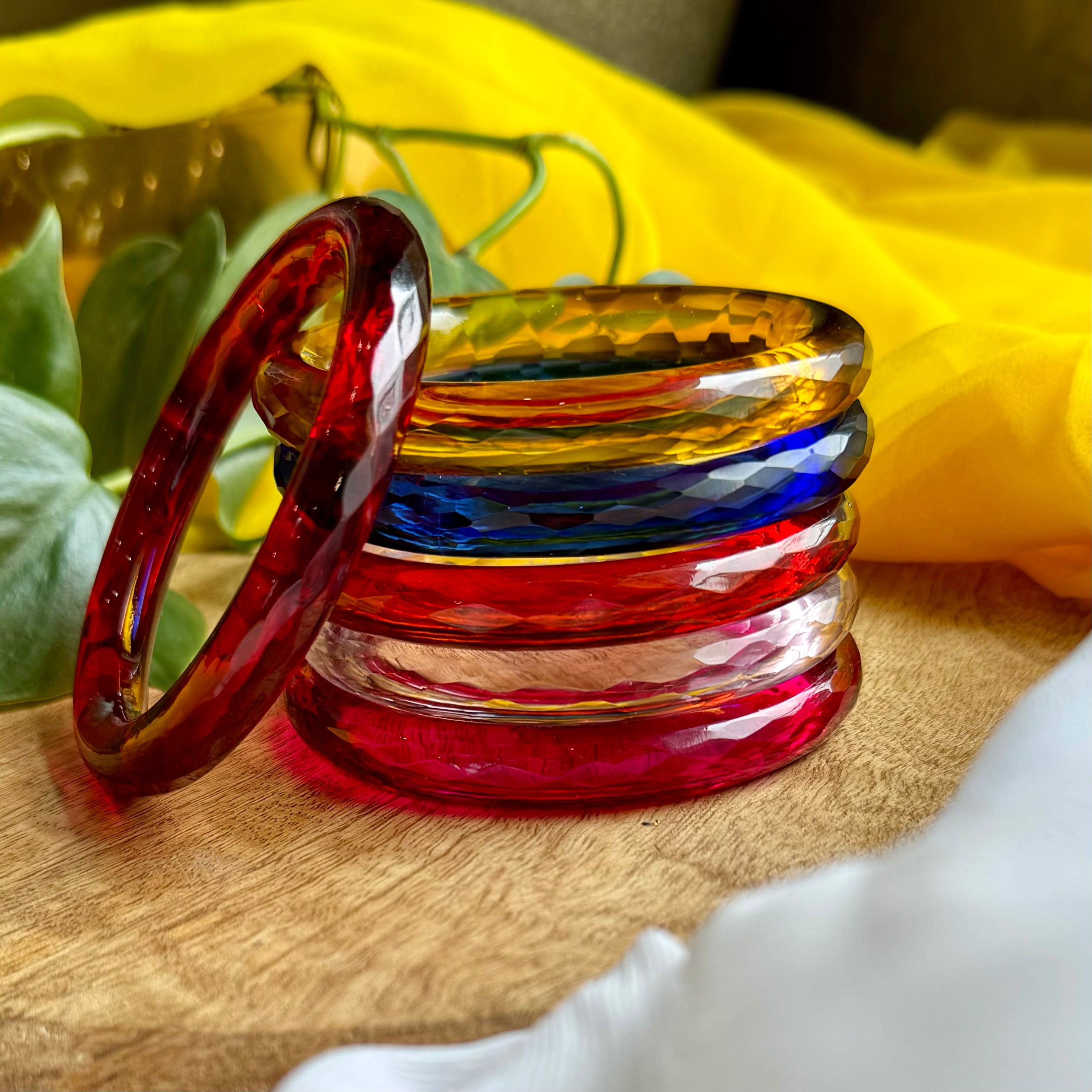 Red Glass Bangles Online Usa Glass-cut Bangles (per Dozen)