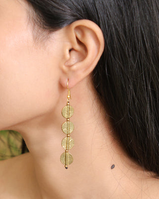 The Minerva  Gold Polished  Earrings | Devi Dokra Jewellery by JanpathOnline