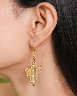 The Victoria Gold Polished  Earrings | Devi Dokra Jewellery by JanpathOnline