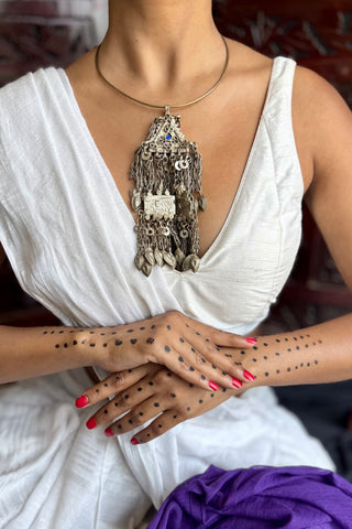 Zarreen – Classic Silver Hasli with Afghan Pendant | Firdaus Afghan Jewellery