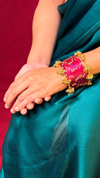 Rani Stone Studded Choodiyan with Ghunghroo Bangles Stack