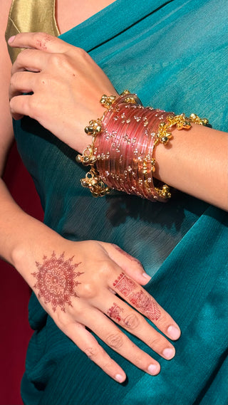 Neelofar Stone Studded Bangles with Ghunghroo Bangles Stack
