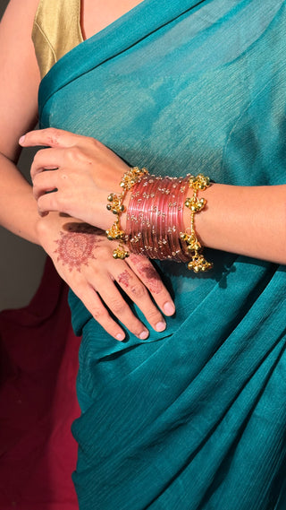 Neelofar Stone Studded Bangles with Ghunghroo Bangles Stack