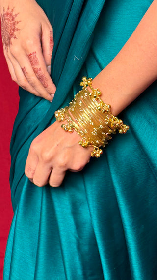 Amaltas Stone Studded Bangles with Ghunghroo Bangles Stack