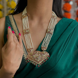 Charulata Jadau Pearl Long Necklace | Meeras 2024