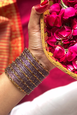 The Sunehri Shaam Stack | Purple Raindrop Bangles & Gold Bangles