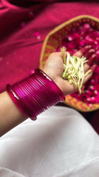 The Sharbati Shaam Stack | Rani Crystal Cut Bangles with Rani Nazakat Bangles