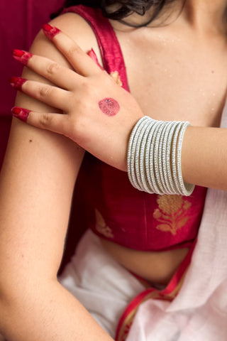 The Shwet Moti Bangle Stack