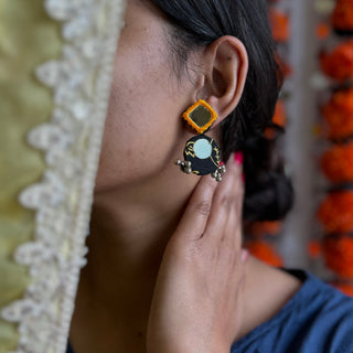 Kaale Block Print Wale Earrings | JanpathOnline Fabric Jewellery Drop August '24