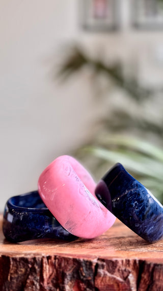 The Pink Sky Stack | Vintage Wooden & Resin Bangle Stack