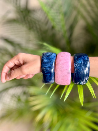 The Pink Sky Stack | Vintage Wooden & Resin Bangle Stack
