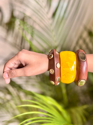 The Sunshine Stack | Vintage Wooden & Resin Bangle Stack