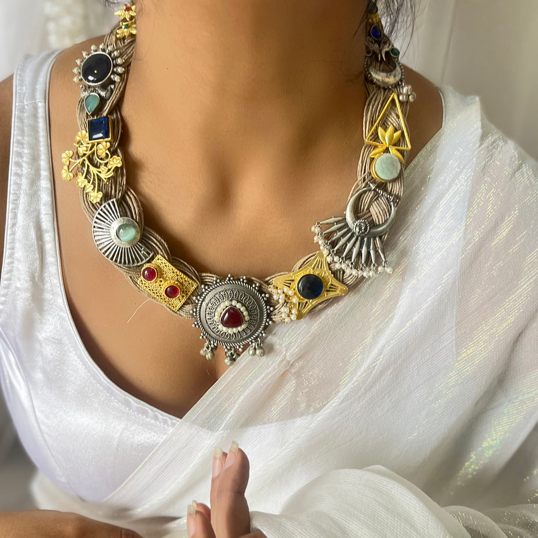 Madhavi | Ornamental Jute Necklace | Mukhtalif | 75 One Of A Kind | The July ' 23 Edit