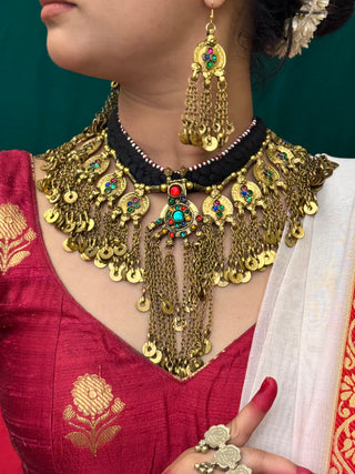 The Lalita Afghan Necklace with Earrings