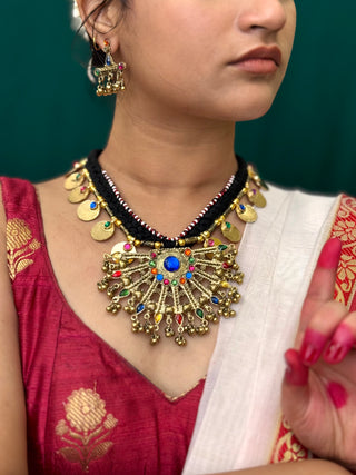 The Chanda Afghan Necklace with Earrings