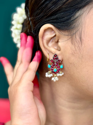 Nandi Aur Chamakte Sitaare - Red & Turquoise Stones