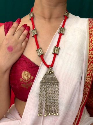 Jagadamba Red Thread  Long Necklace