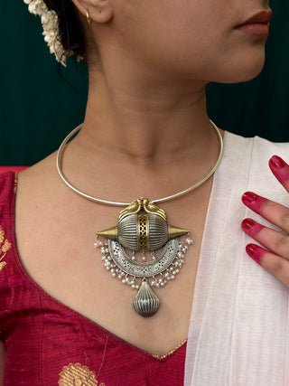 Ojaswi | Statement Dual Shaded Pendant with Pearl Finish