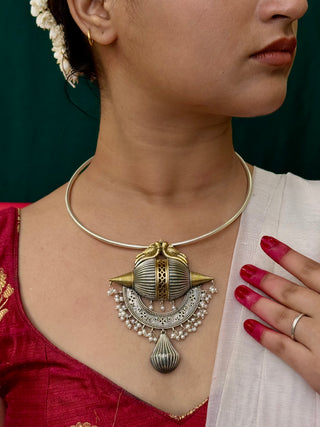 Ojaswi | Statement Dual Shaded Pendant with Pearl Finish