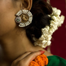 Load image into Gallery viewer, Mangala | Round Moti Embedded Studs | Kanak ~ Kundan for Teej
