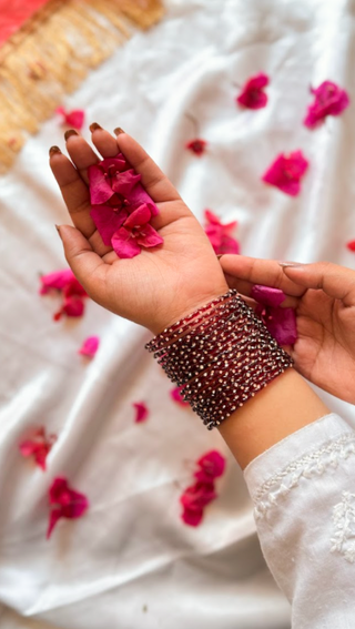 Anaari Maroon Roshna Bangles (Set of 12) | Rang Barse