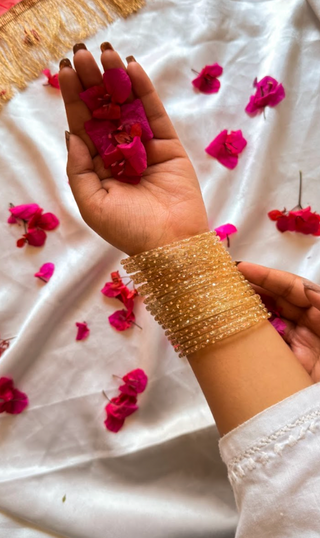 Zard Peach Roshna Bangles  (Set of 12) | Rang Barse