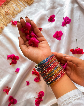 Aabshar Multicolored Roshna Bangles  (Set of 12) | Rang Barse