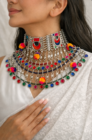 The Maharani Afghan Necklace with Thread Work