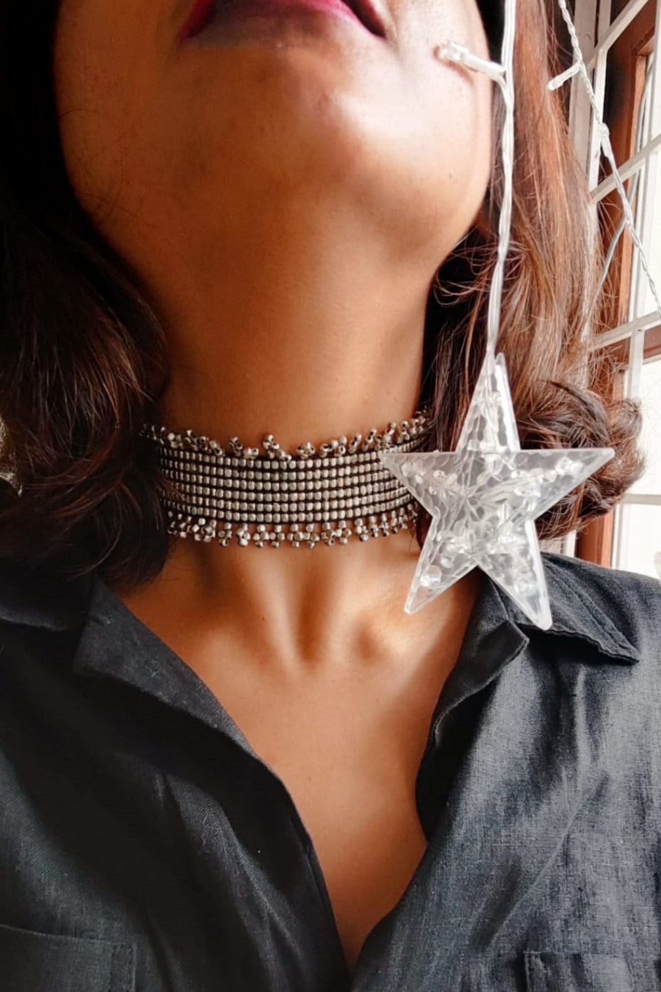 Silver Metal Beaded Choker – - Main Image