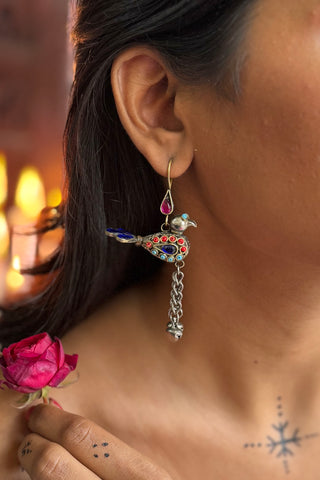 Lila Afghani Bird Earrings | Firdaus Afghan Jewellery by Janpath Online Jan'25